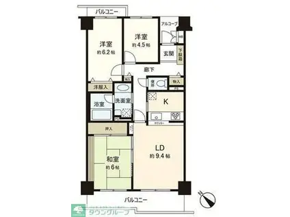 ハイツ狭山(3LDK/2階)の間取り写真