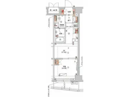 ハーモニーレジデンス神楽坂ヒルズSECOND(1DK/5階)の間取り写真