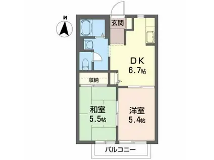 ビューつつみ(2DK/2階)の間取り写真