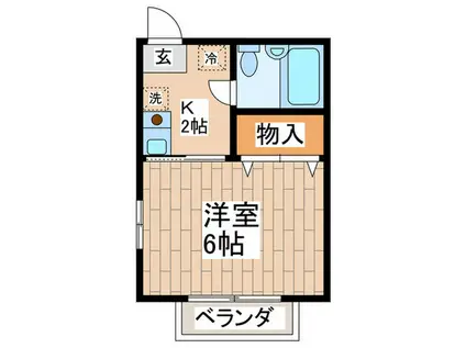 第1ハイアール(1K/1階)の間取り写真