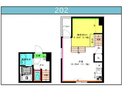 リヴィエラ港北(1SK/2階)の間取り写真