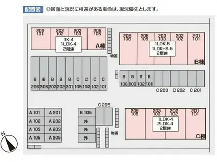 里分4/中旬グレンディールC棟 2F 202(2LDK/2階)の間取り写真