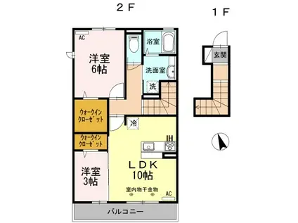 アヴェニール(2LDK/1階)の間取り写真