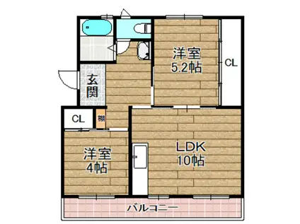富田第274号棟(2LDK/5階)の間取り写真