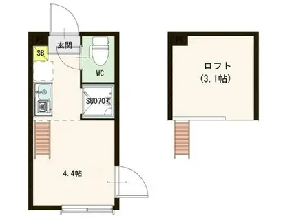 グラン・クリュ笹塚(ワンルーム/2階)の間取り写真