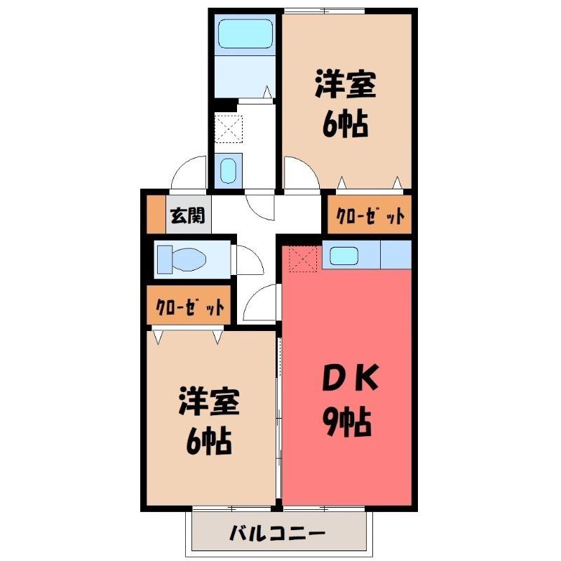 藤の木ハウスA(2DK/1階)の間取り写真