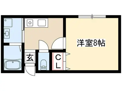 コートヤード伊勝(1K/1階)の間取り写真