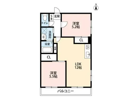 メゾン・ド・エール弐番館(2LDK/2階)の間取り写真