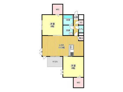 イデアーレ早出(2LDK/1階)の間取り写真