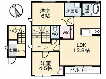 シャーメゾンサンシャイン壱号館(2LDK/2階)の間取り写真
