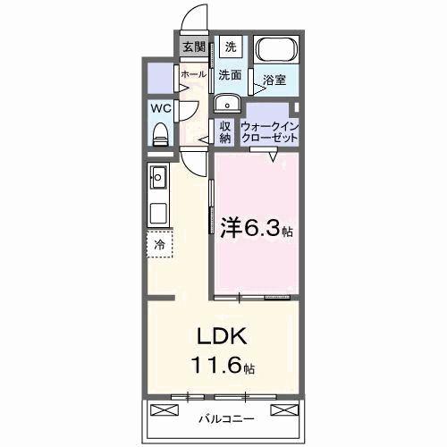 ベルヒルズノース(1LDK/2階)の間取り写真