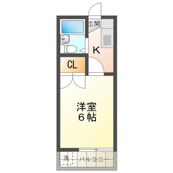 カレッジハウス3(1K/2階)の間取り写真