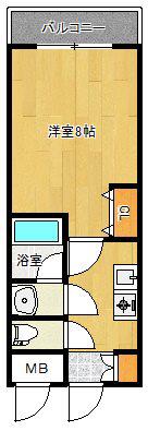ヒルズ川端(1K/1階)の間取り写真
