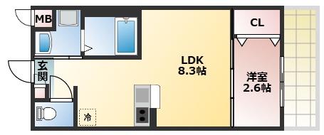 リアコート千里丘I ノース(1LDK/1階)の間取り写真