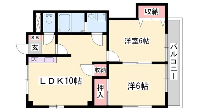 エスポワール(2LDK/2階)の間取り写真