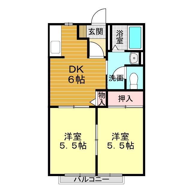 メゾンプリンキピアA棟(2DK/2階)の間取り写真