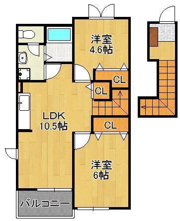 メルベーユII(2LDK/2階)の間取り写真