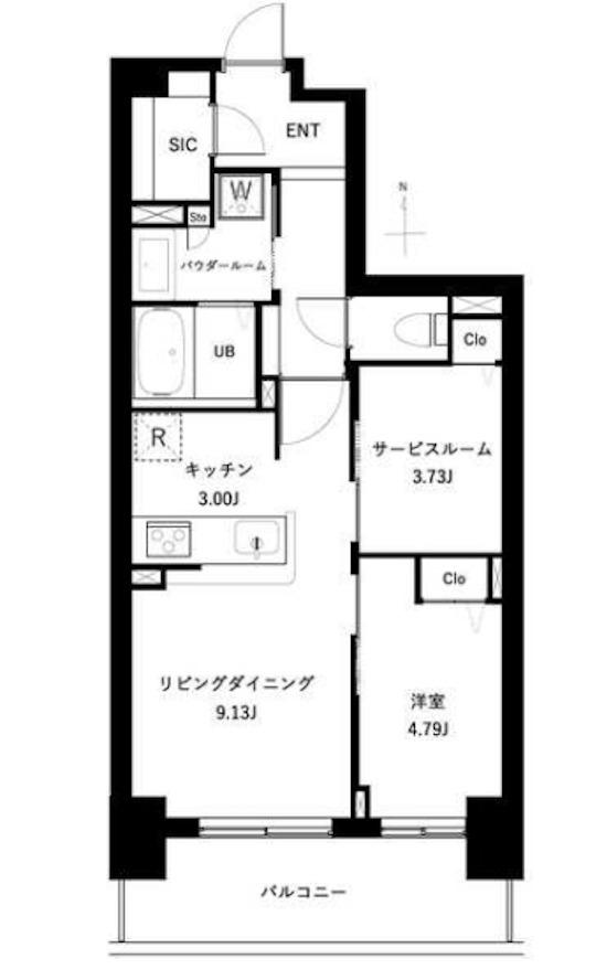アーバンパーク谷在家(1SLDK/8階)の間取り写真
