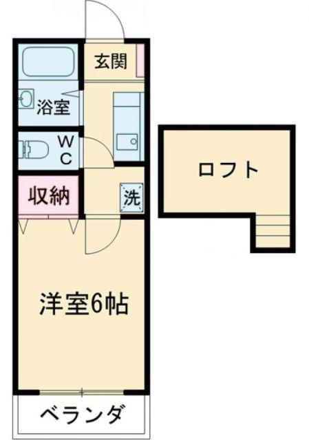シューフルールII(1K/2階)の間取り写真