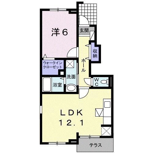 ブリーゼII(1LDK/1階)の間取り写真