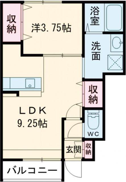 PREZIA多良見ウエスト(1LDK/1階)の間取り写真