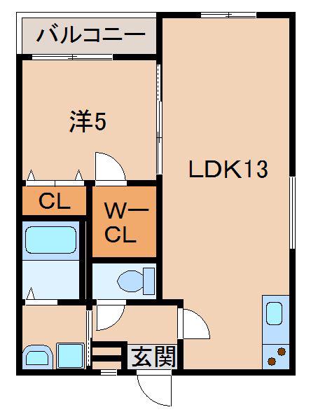 フジパレス吹屋町II番館(1LDK/2階)の間取り写真