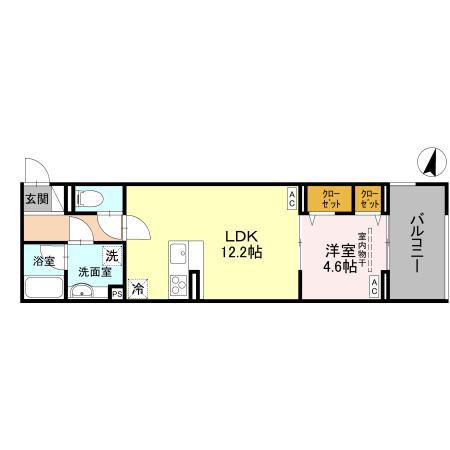 D-SERENO志木柏町(1LDK/2階)の間取り写真