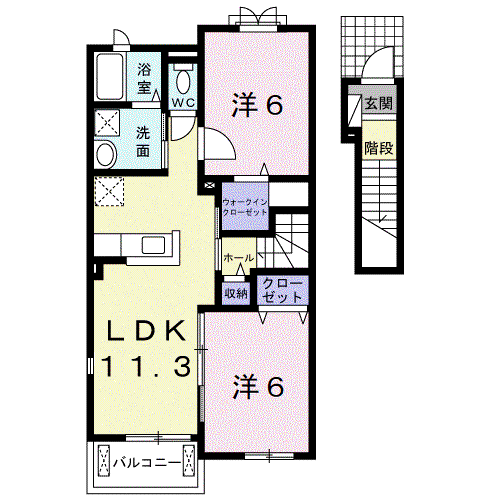 メゾン桜坂I(2LDK/2階)の間取り写真