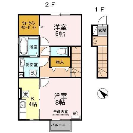 エスペランサ(2K/2階)の間取り写真