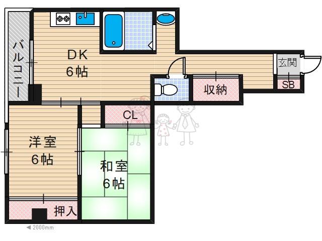 リアライズ長居(2DK/5階)の間取り写真