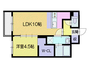 VERDEORO-SUMIYOSHI-(1LDK/4階)の間取り写真