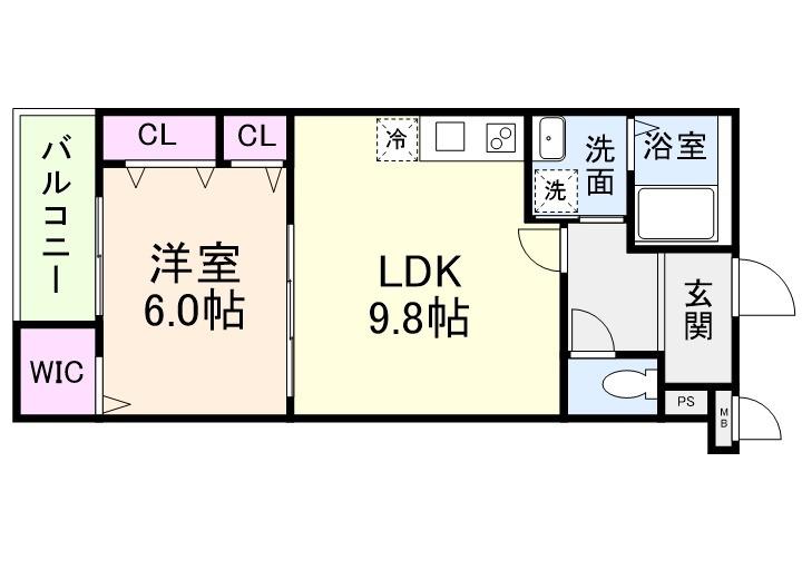 フジパレス沢良宜西一丁目(1LDK/3階)の間取り写真