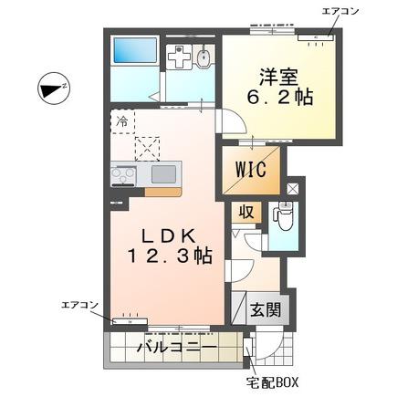 ロンドゥネージュ -ROND DE NEIGE -(1LDK/1階)の間取り写真
