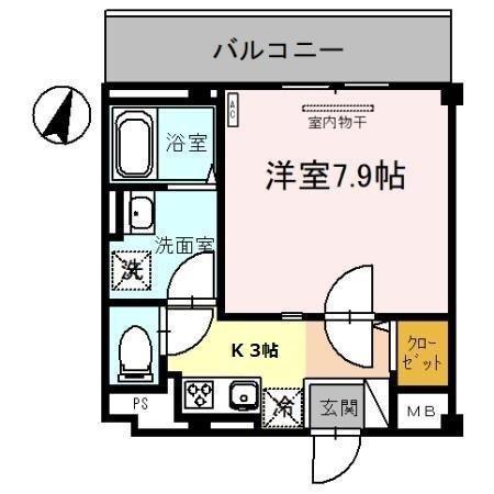 タチェット三郷中央(1K/3階)の間取り写真