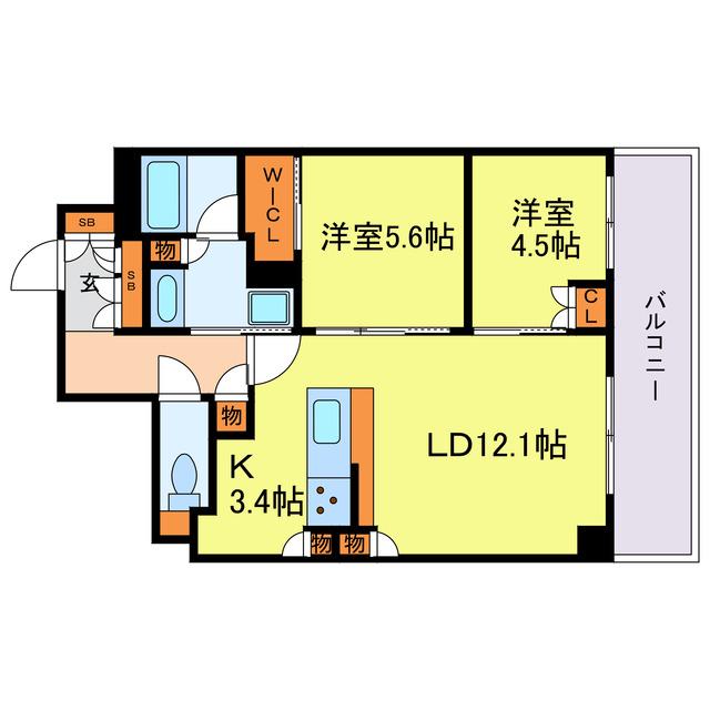 ジオタワー大阪十三(2LDK/11階)の間取り写真