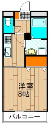 青山コーポB(1K/3階)の間取り写真