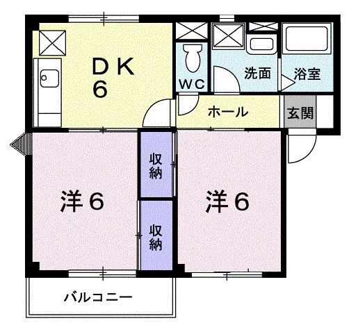 キャッスル・スクエアー(2DK/2階)の間取り写真