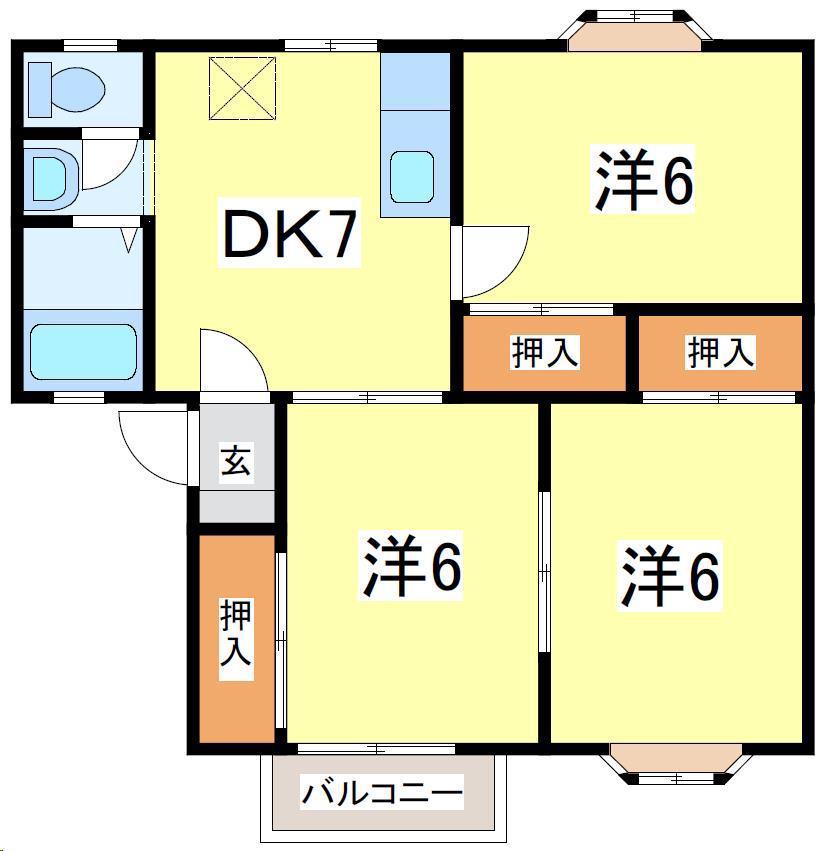 ハイツニューストーンC(3DK/2階)の間取り写真