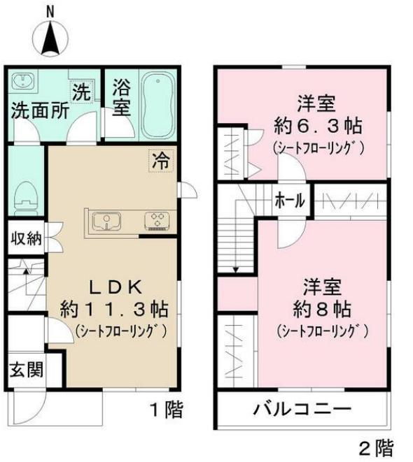 コンフリエ D(2LDK/1階)の間取り写真