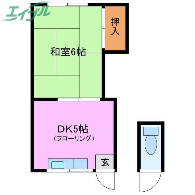 第2やはた荘(1DK/1階)の間取り写真
