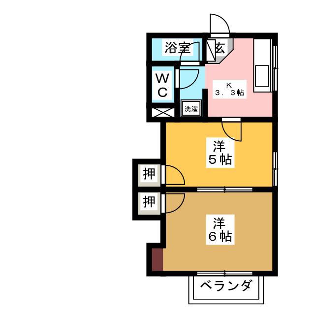 フォーブルMIMIKIKIB棟(2K/2階)の間取り写真