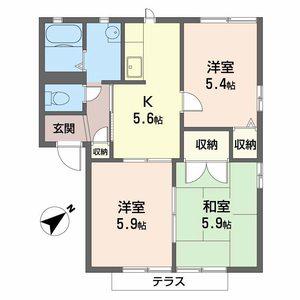 シエスタ(3K/1階)の間取り写真