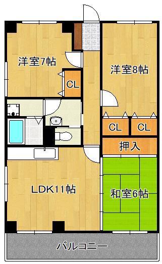 プチメゾン石坪町I(3LDK/2階)の間取り写真