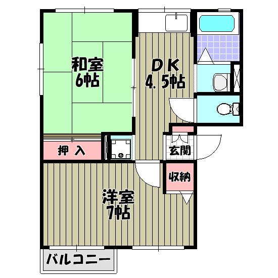 ソファレ錦織(2DK/1階)の間取り写真