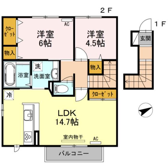 パストラル(2LDK/2階)の間取り写真
