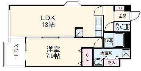 クレアウインドマーク(1LDK/9階)の間取り写真