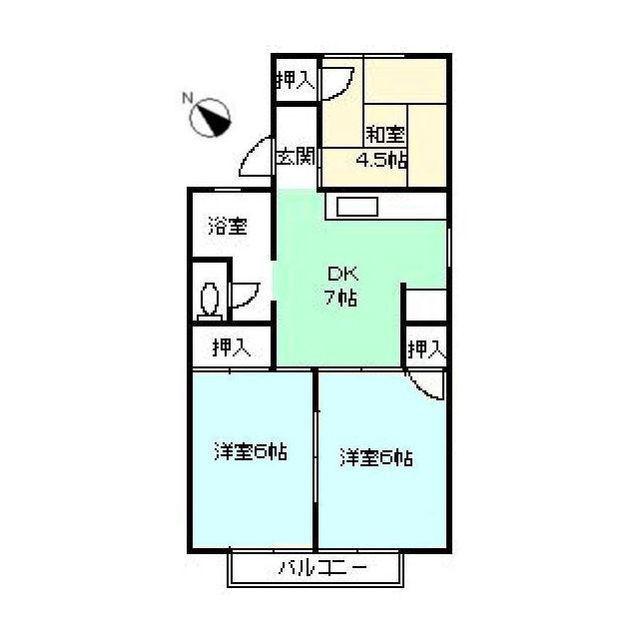 セジュールうえむら A棟(3DK/2階)の間取り写真