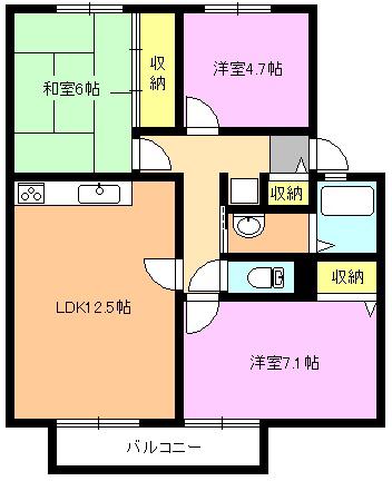 サンビレッジ葉山C(3LDK/1階)の間取り写真