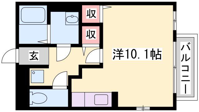 サンコーポ曽根(ワンルーム/1階)の間取り写真