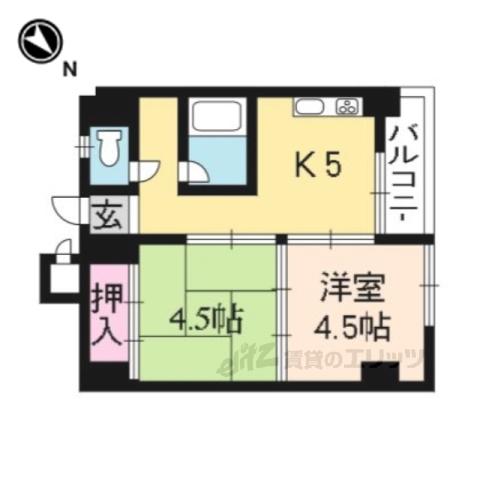 ウエストプラザ三越(2DK/4階)の間取り写真